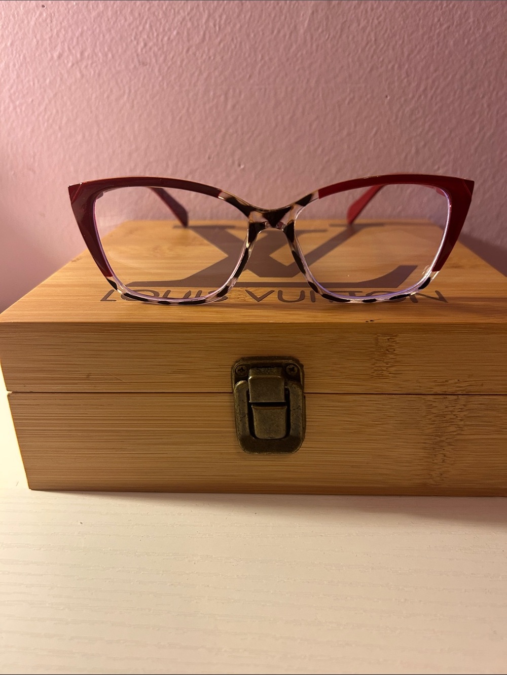 Burgundy and Tortoiseshell Cat-Eye Glasses